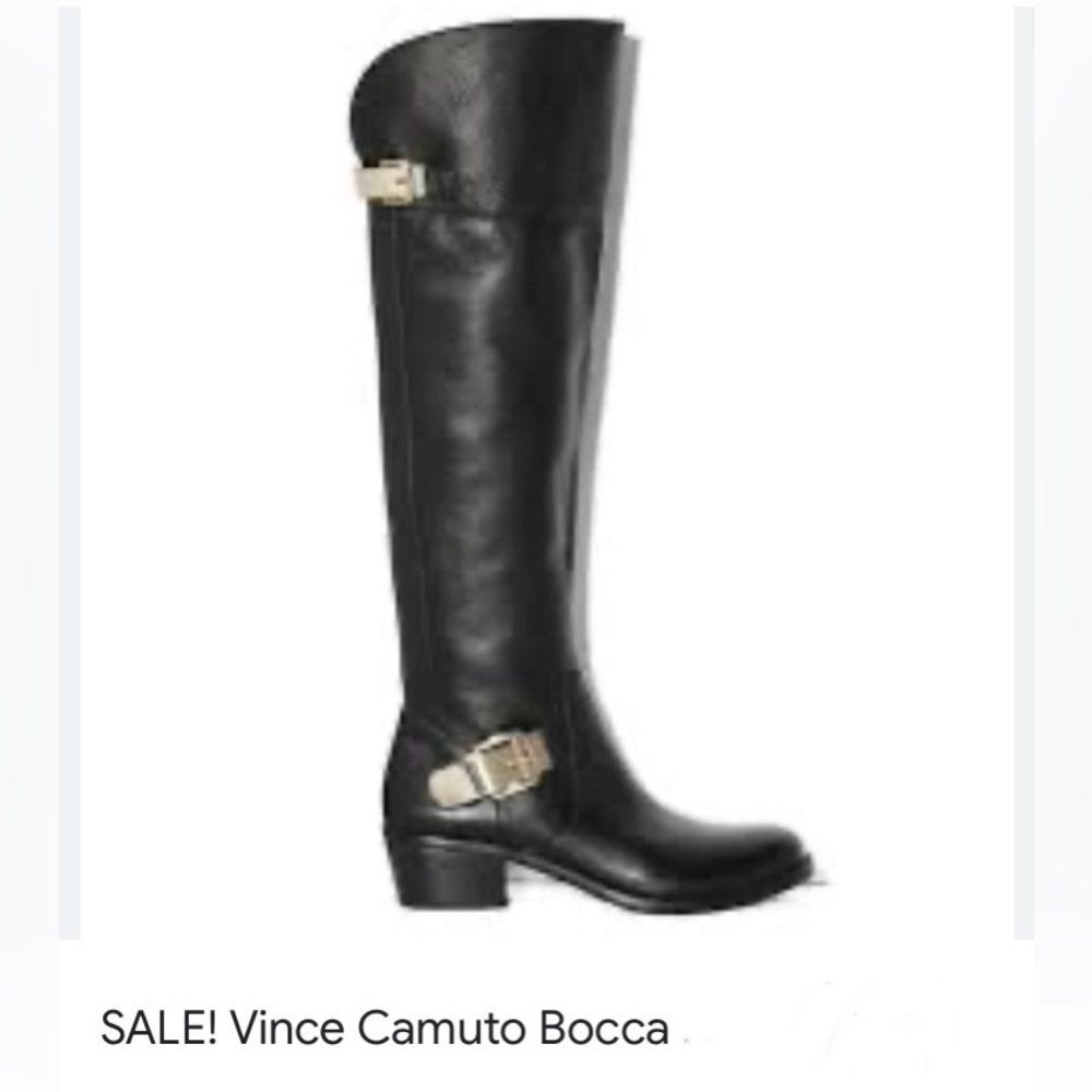 Vince Camuto Bocca Black, soft supple leather heeled boots with silver b…